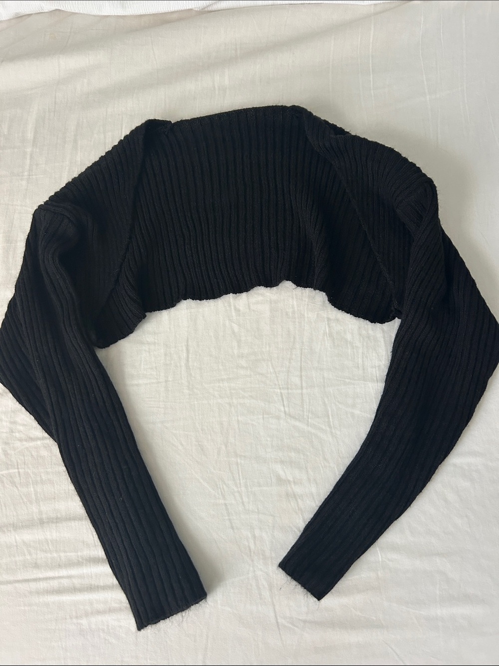 Cropped Black Ribbed Bolero Shrug - Picture 1 of 3